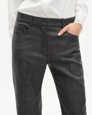 Pantalon tailleur bootcut en laine gris fonc&eacute;