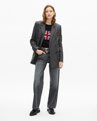 Veste tailleur gris fonc&eacute;