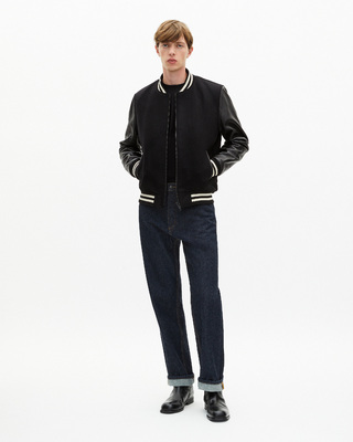 Blouson en laine varsity noir