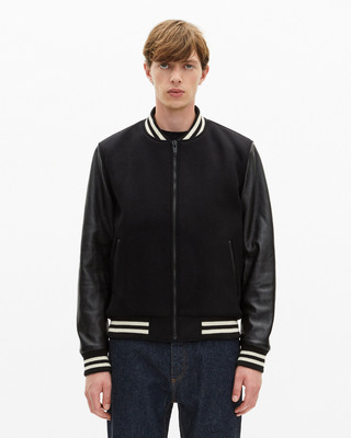 Blouson en laine varsity noir