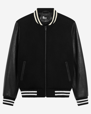 Blouson en laine varsity noir
