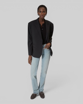 Jean slim long avec studs bleu