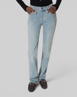 Jean slim long avec studs bleu