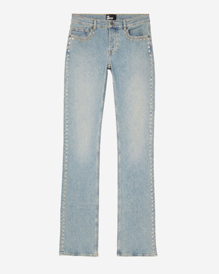 Jean slim long avec studs bleu
