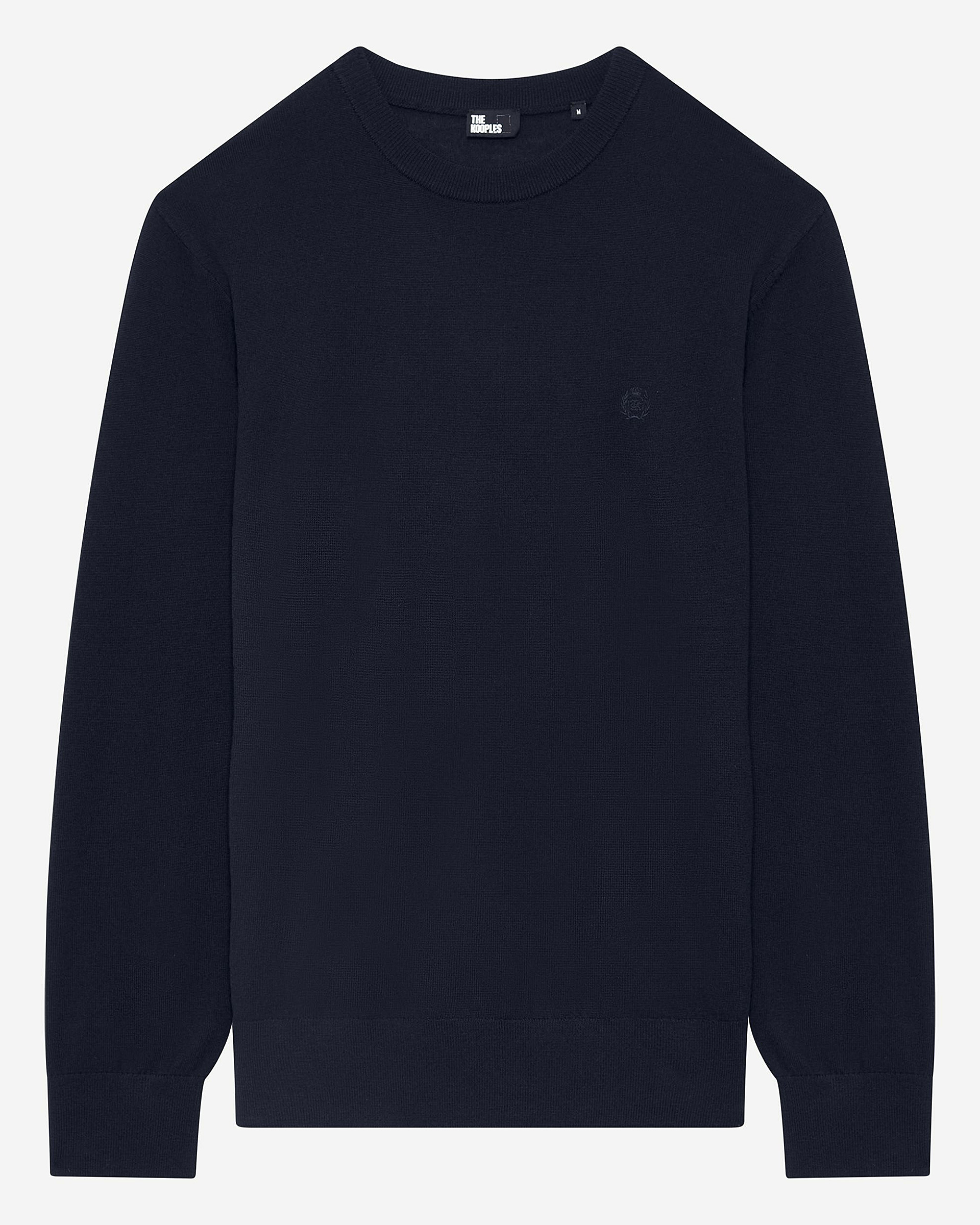 Pull col rond en laine mérinos marine