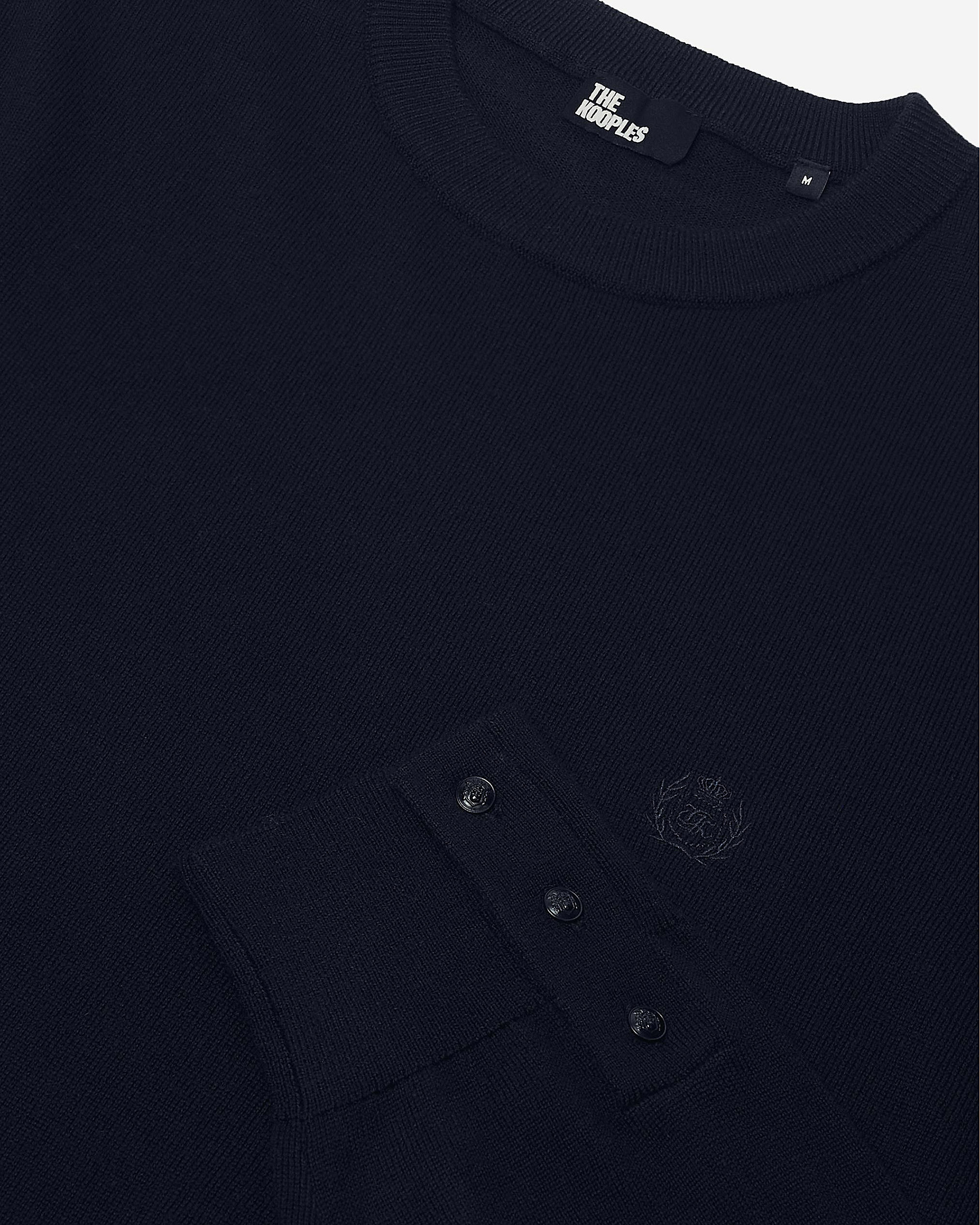 Pull col rond en laine mérinos marine