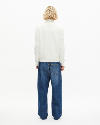 Pull col camionneur en laine double face &eacute;cru
