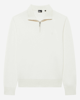 Pull col camionneur en laine double face &eacute;cru