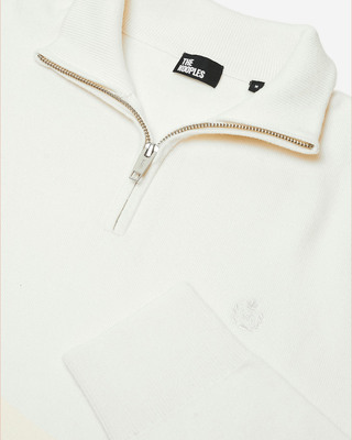 Pull col camionneur en laine double face &eacute;cru