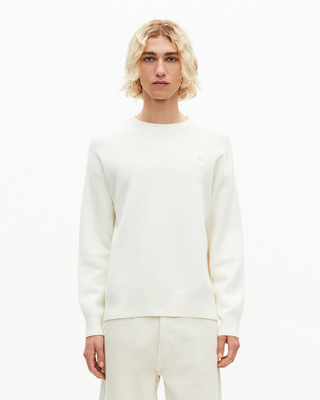 Pull col rond en laine double face &eacute;cru