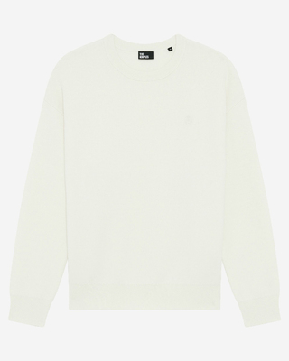 Pull col rond en laine double face &eacute;cru