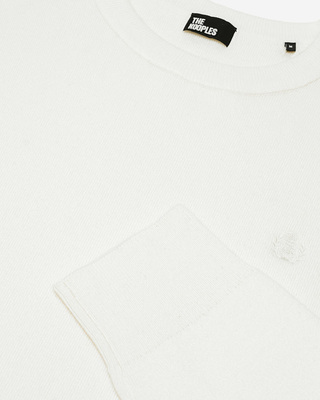 Pull col rond en laine double face &eacute;cru