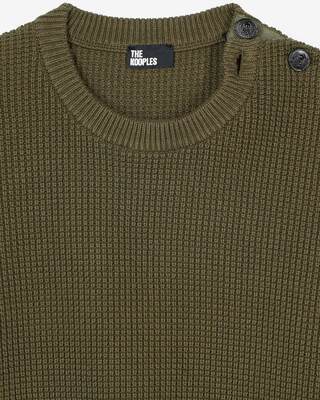 Pull &agrave; patte de boutonnage kaki