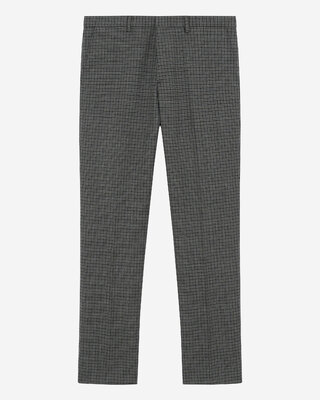 Pantalon de costume droit en pied de poule noir et gris