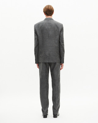 Veste de costume en pied de poule noir et gris