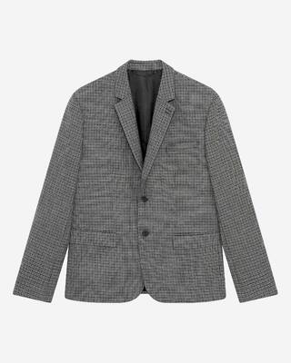 Veste de costume en pied de poule noir et gris