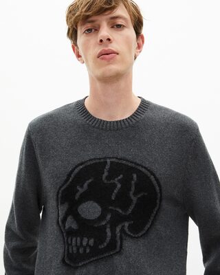 Pull t&ecirc;te de mort gris clair