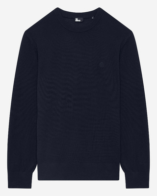 Pull col rond en laine mérinos marine