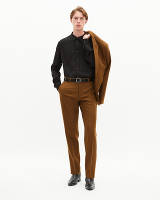 Pantalon de costume droit en laine marron