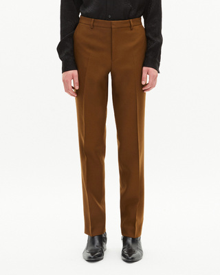 Pantalon de costume droit en laine marron