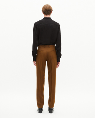 Pantalon de costume droit en laine marron