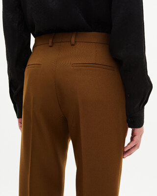 Pantalon de costume droit en laine marron