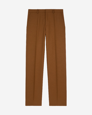 Pantalon de costume droit en laine marron