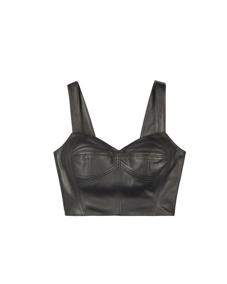 Top bustier en cuir noir