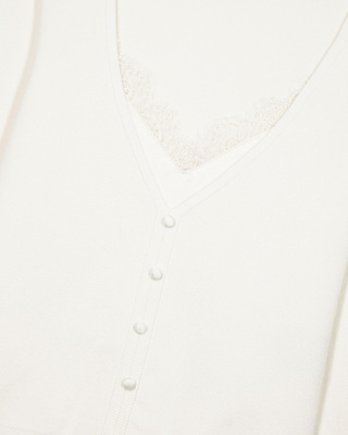 Pull effet trompe l'&oelig;il avec dentelle ecru