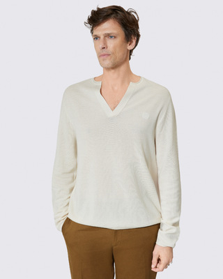 Pull col tunisien beige