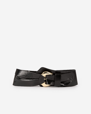 Ceinture large en cuir noire