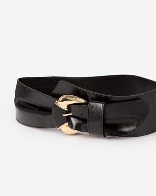Ceinture large en cuir noire