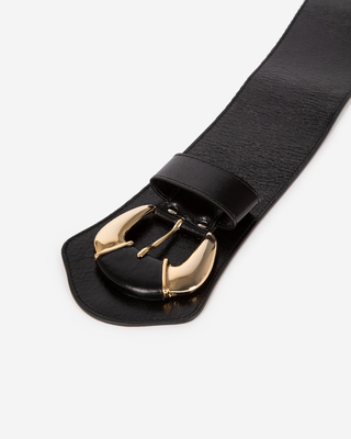 Ceinture large en cuir noire
