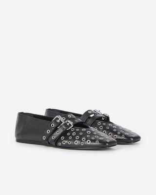 Ballerines avec studs en cuir noire
