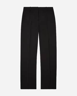 Pantalon large avec bande en laine noir 
