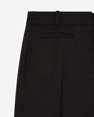Pantalon large avec bande en laine noir 