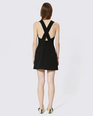 Robe courte dos crois&eacute; noire