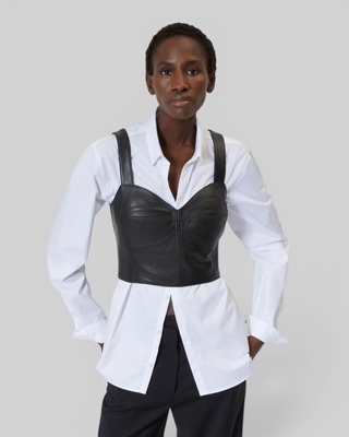 Top bustier en cuir noir