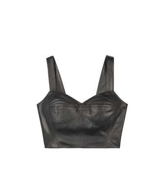 Top bustier en cuir noir
