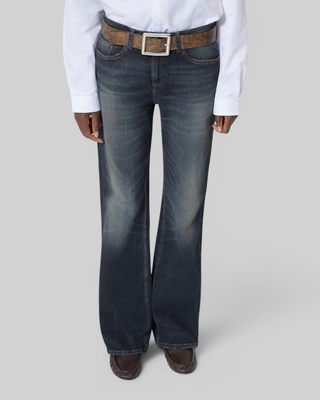 Jean bootcut avec abrasions bleu
