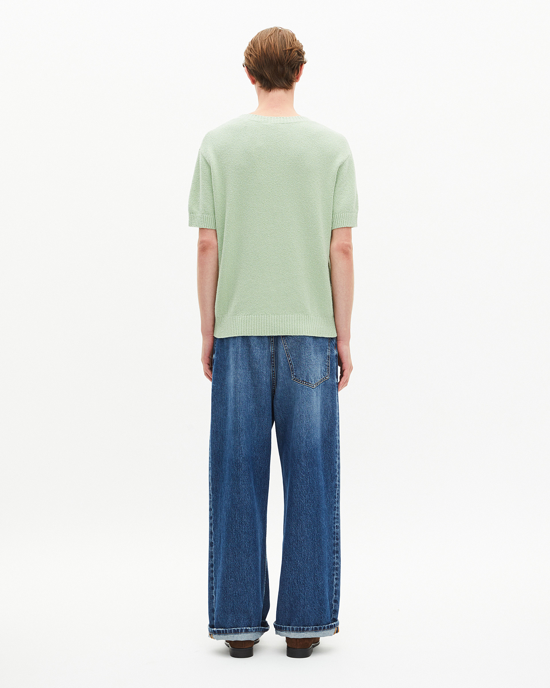 Pull manches courtes vert amande