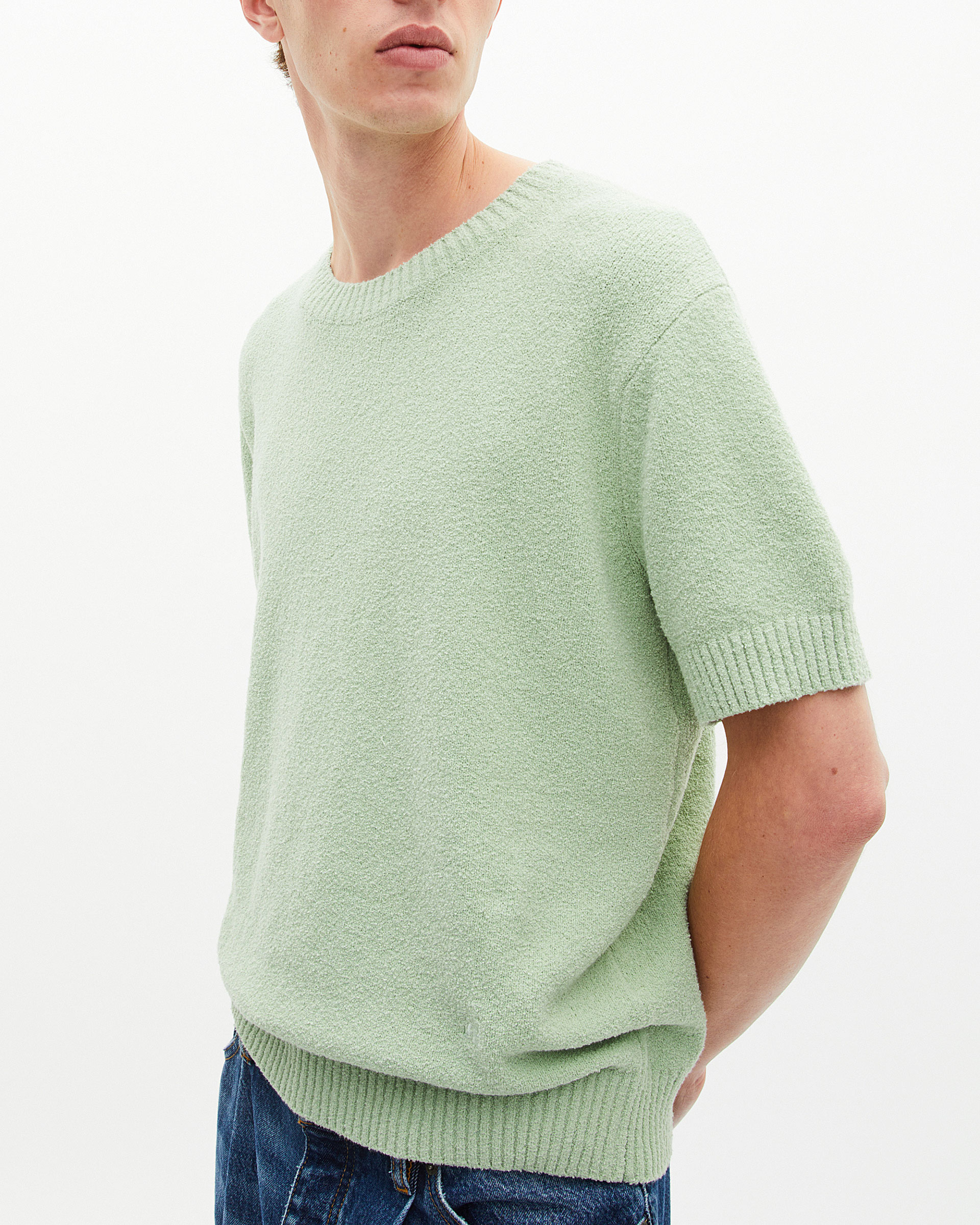 Pull manches courtes vert amande