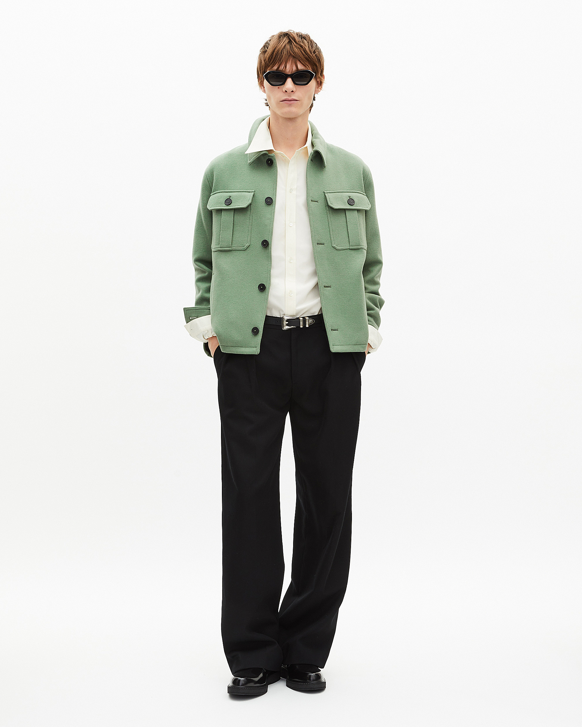 Blouson en laine vert amande