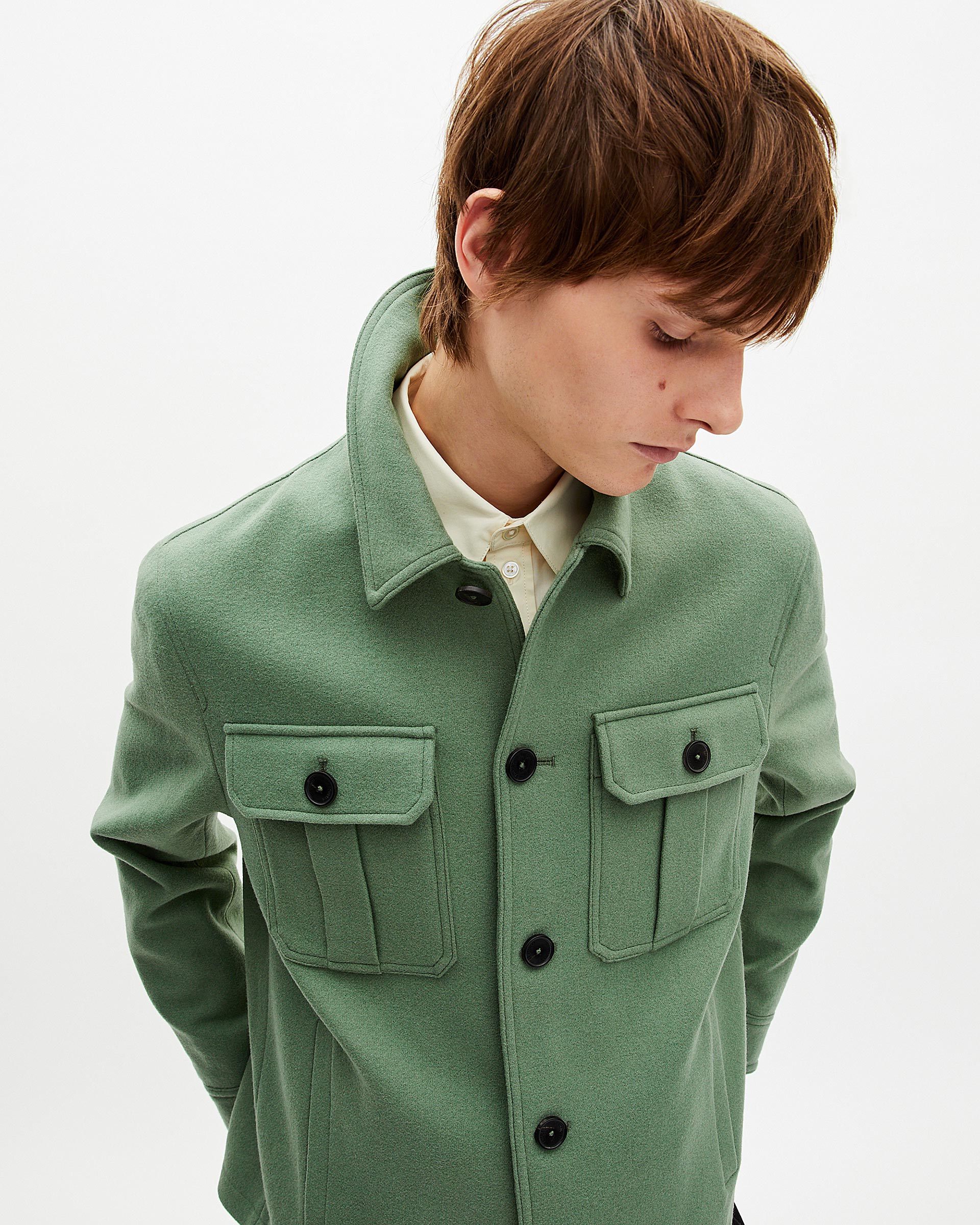 Blouson en laine vert amande