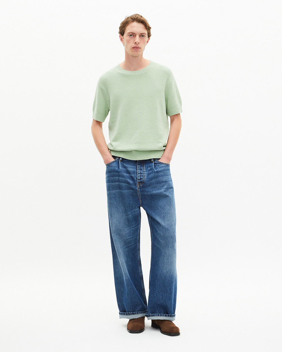 Pull manches courtes vert amande