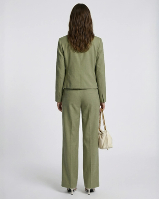 Pantalon large en lin et coton kaki