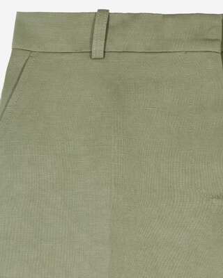Pantalon large en lin et coton kaki