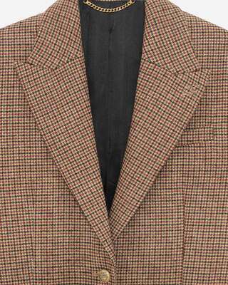 Veste tailleur en pied de poule camel