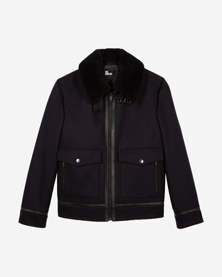 Blouson en laine avec col sherpa marine