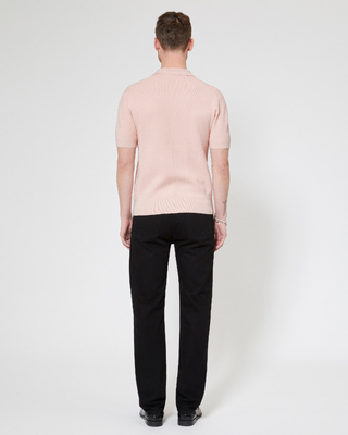 Pull col polo &agrave; zip rose
